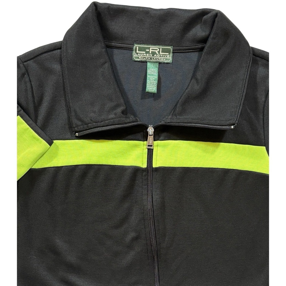 Lauren Active Ralph Lauren Womens LRL Large Full Zip Black Green Jacket - 497